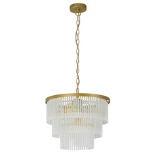 Richards Brushed Brass Glass 3 Tier 4 Light Chandelier
